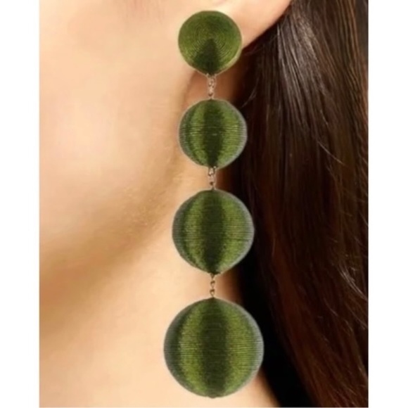 Rebecca de Ravenel Jewelry - Rebecca de Ravenel Shimmer Olive Green Les Bonbons 4 Drop Clip-On Earrings